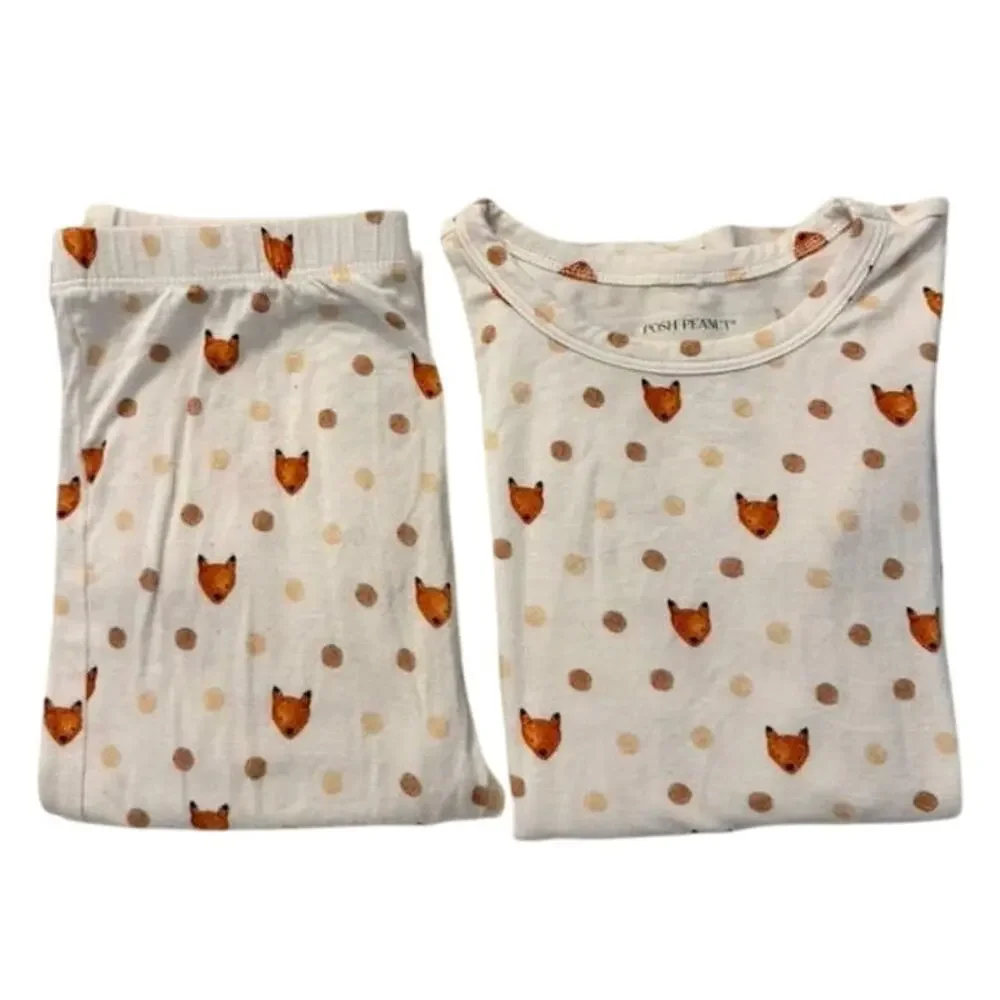 POSH PEANUT kid's long sleeve pajama set in lionel fox print sz. 5-6T